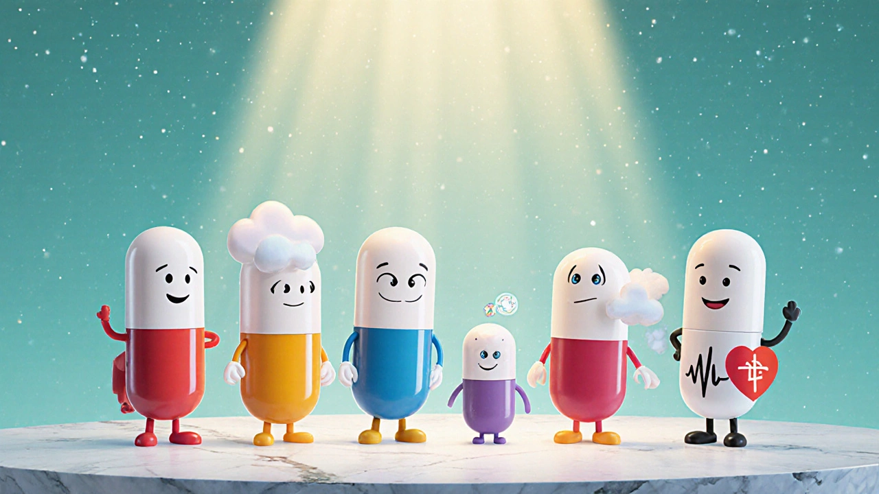 Animated pill characters line up showing Hyzaar and its alternatives.