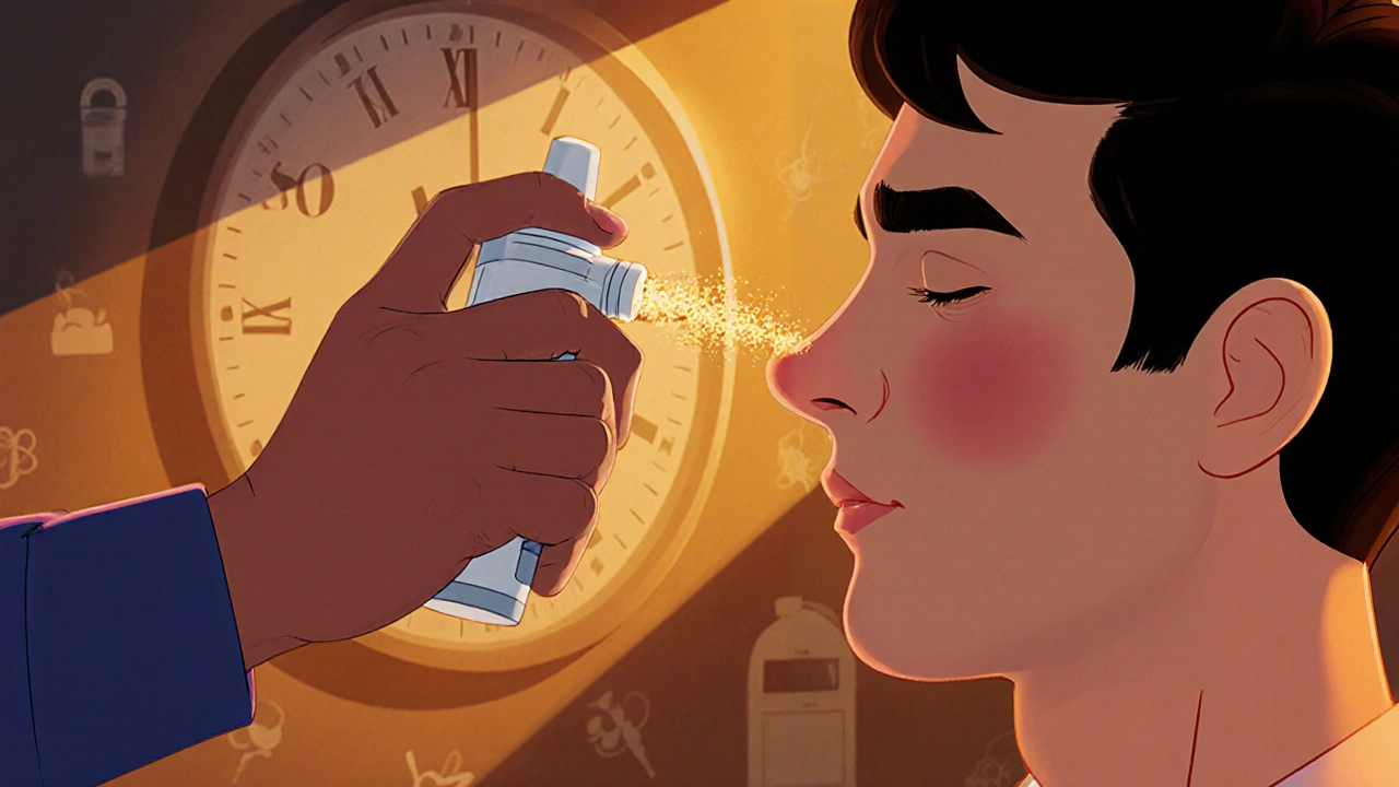 Someone administers naloxone spray to revive an overdose victim with gentle care.