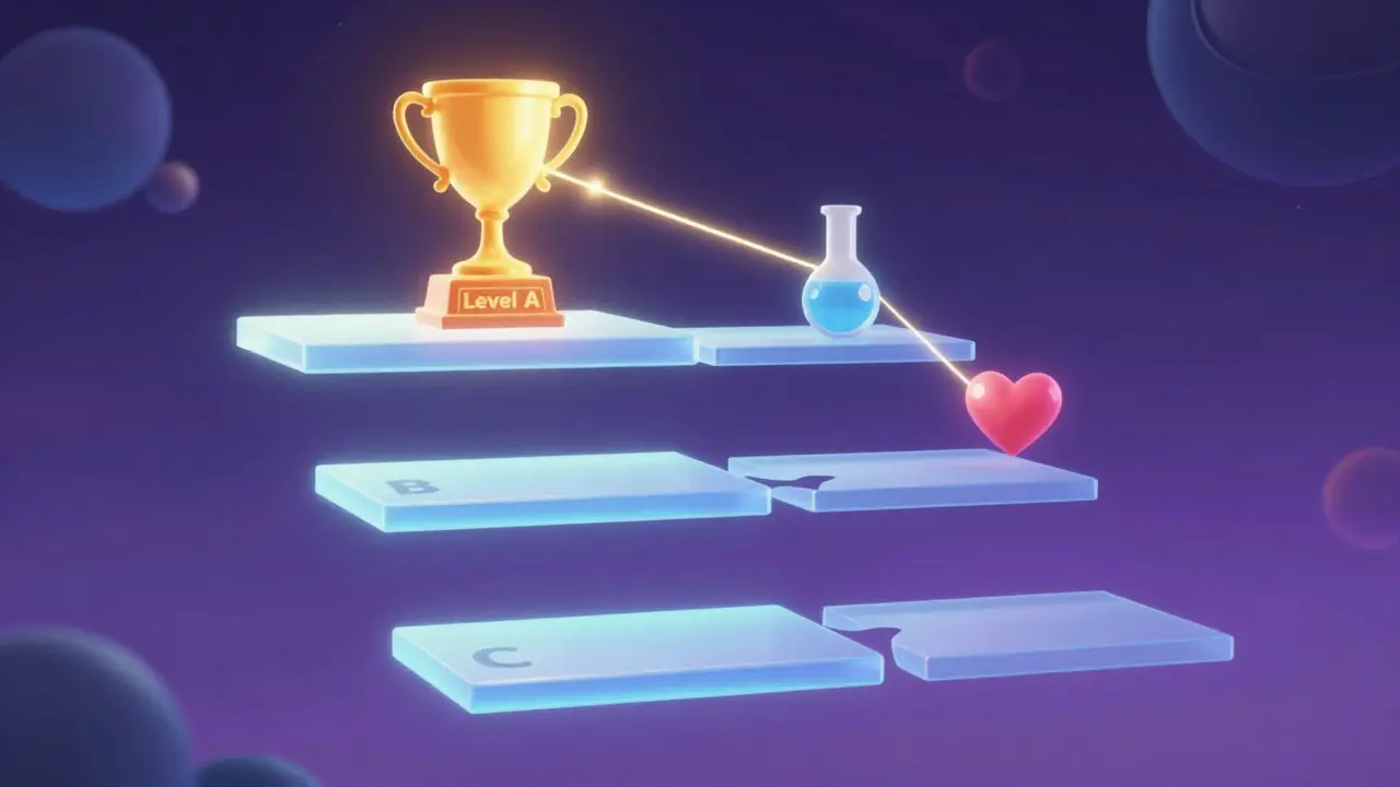 A glowing magical staircase representing the four levels of IVIVC correlation in a cosmic void.