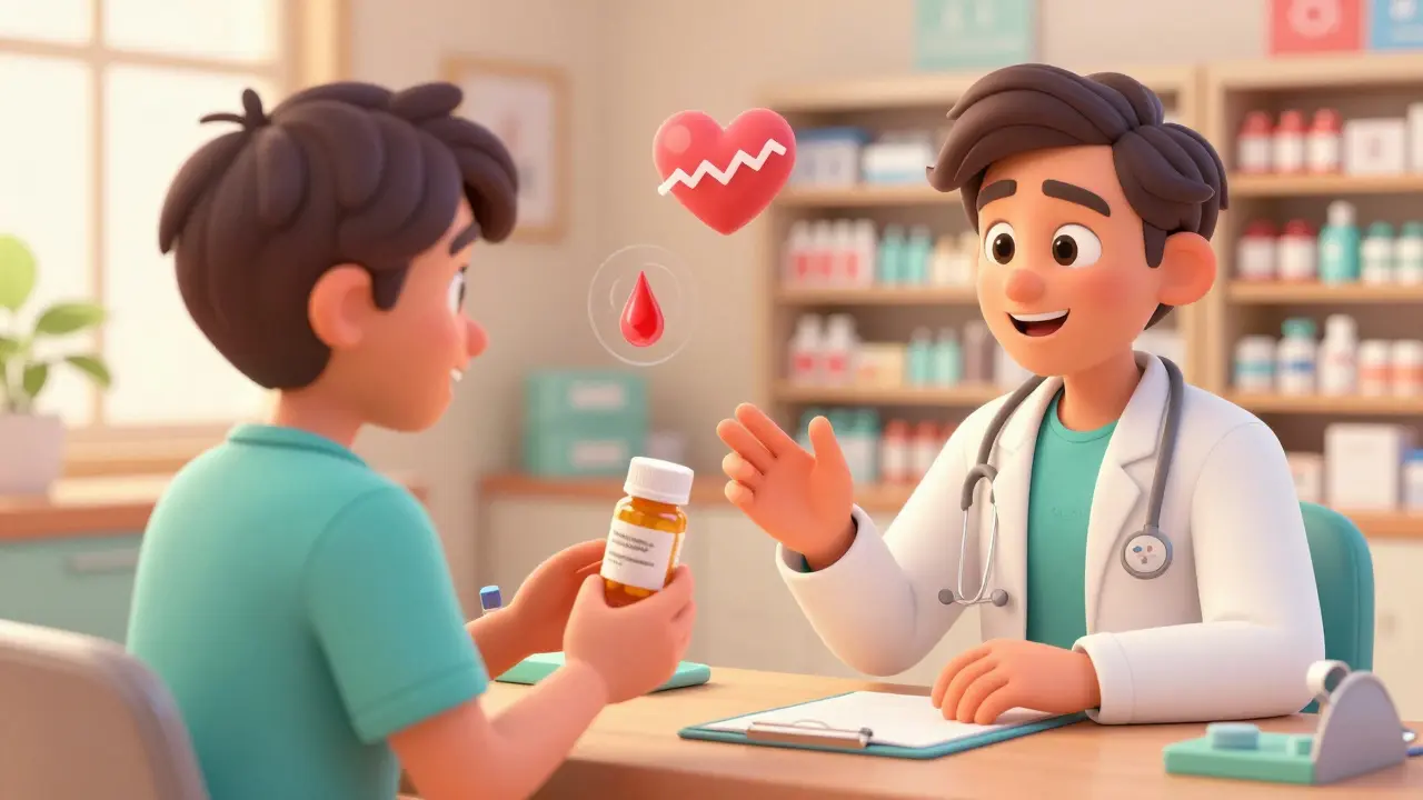 A patient discussing supplement and medication interactions with a healthcare provider.