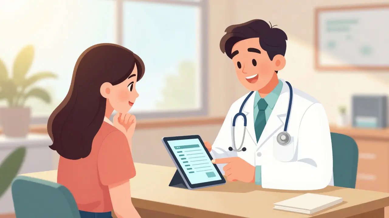 Patient receiving a safe prescription from a friendly doctor