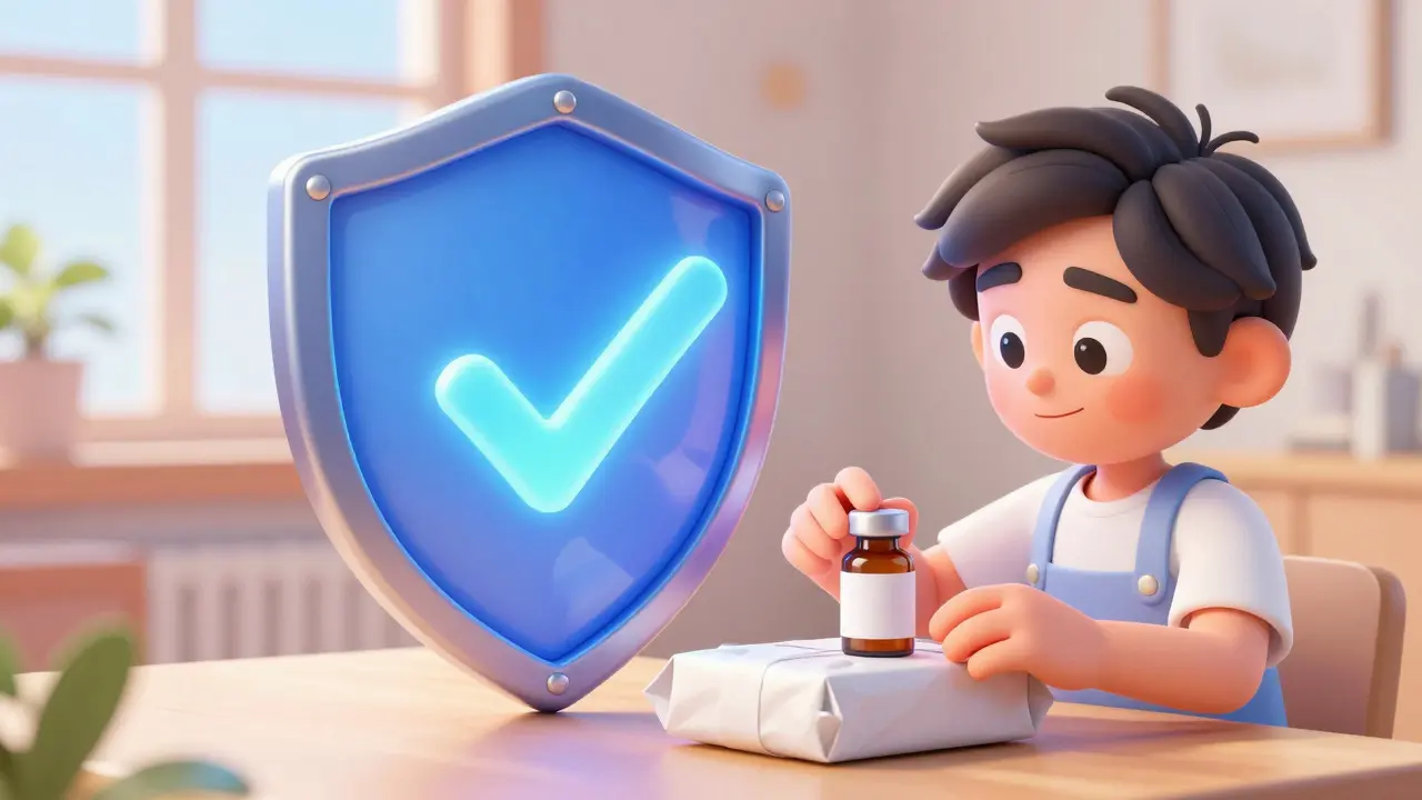 Person safely inspecting a delivered medication package